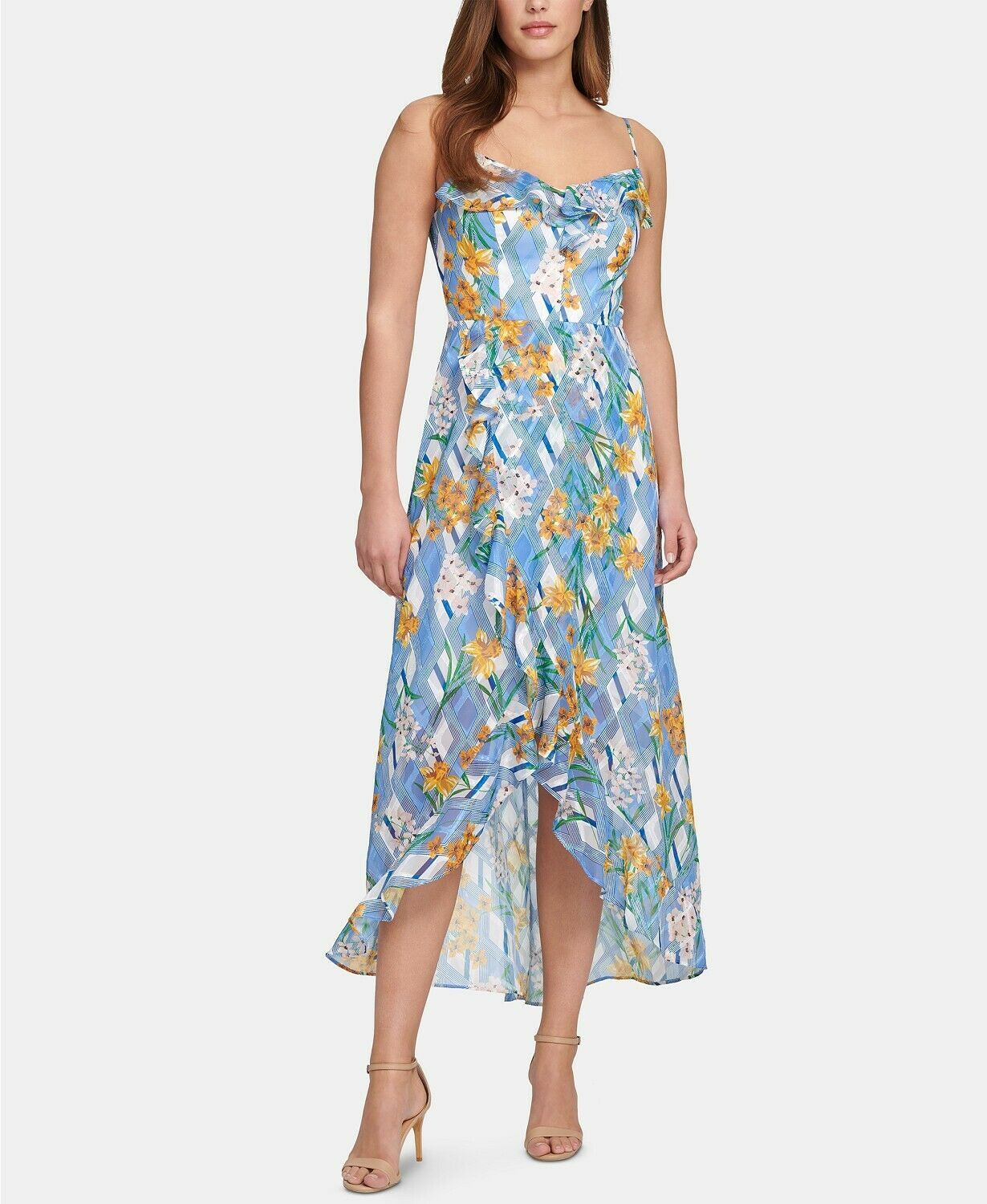 Women&#39;s Kensie Printed Ruffle-Trim A-Line Dress Blue - $19.95+