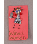 Artisan Wired Women Beaded Iridescent Lady Pin Heart Earrings by Karen Joy - $11.58