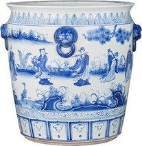 Planter Vase Eight Immortals Vases Lion Handle Blue White Porcelain - £538.08 GBP