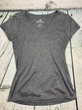 Womens Heather Charcoal Short Sleeve V Neck Cooling Shirt Small - $14.25