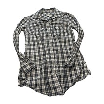 Converse One Star Shirt Women&#39;s Large Black White Plaid Classic Fit Snap Button - £16.32 GBP