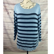 Talbots Soft Striped Sweater Women Mp Scoop Neck Long Sleeve Side Button Accents - £10.61 GBP