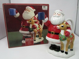 VTG LENOX CHINA TEAPOT RUDOLPH THE RED NOSED REINDEER MINT IN BOX 10&quot; TALL - $44.50