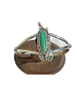 Sterling Silver Cuff Bracelet Squash Blossom Malachite Handmade Ethnic T... - $1,297.07 MXN