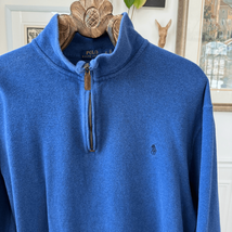 Polo Ralph Lauren Blue Cotton Quarter Zip Sweater L Tall - $25.92