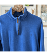 Polo Ralph Lauren Blue Cotton Quarter Zip Sweater L Tall - $477.66 MXN