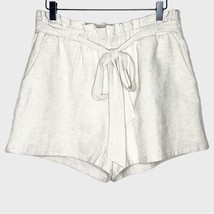 CHRYSANTHEMUM beige linen cotton blend paperbag waist shorts women&#39;s siz... - £19.02 GBP