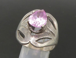 MEXICO 925 Silver - Vintage Tear Drop Pink Topaz Cocktail Ring Sz 10 - RG22688 - £34.28 GBP