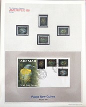 AMERIPEX &#39;86 Papau New Guinea - Mint Stamps &amp; FDC in Mounts to Page w/ O... - $11.00