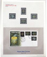 AMERIPEX &#39;86 Papau New Guinea - Mint Stamps &amp; FDC in Mounts to Page w/ O... - $17.06