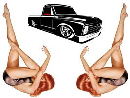 C10 Truck Black  &amp; Pin up Girl, Rhianna x2, Laminated. USA Shipping Incl... - $34.60