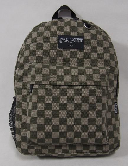 Canvas Checkered Backpack School Pack Day Bag Hike Camp Camping Travel R... - $19.70