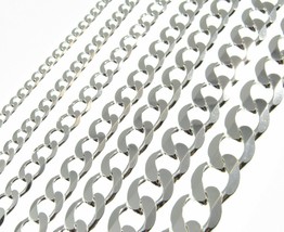 Solid 925 Sterling Silver Italian Curb Link Chain, Men&#39;s Bracelet or Necklace - $24.31+