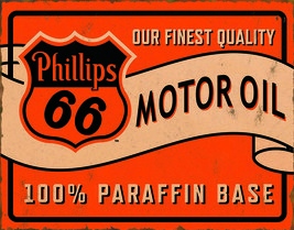 Phillips 66 Paraffin Premium Oil Weathered Vintage Garage Wall Metal Tin... - $15.83