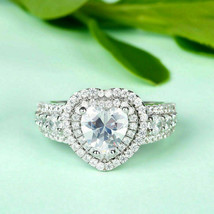 2.00Ct Heart Cut Diamond Double Halo Engagement Women&#39;s Ring 14k White Gold Over - $99.49