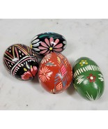 Vintage Hand Painted Wood Eggs 2&quot; Lacquered Decorative Easter Ukrainian ... - £19.95 GBP