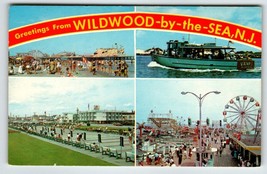 Wildwood New Jersey Postcard Rides Shuffleboard Hunts Pier Party Boat Rio Motel - £15.65 GBP