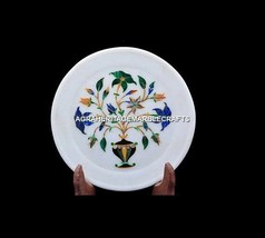 8&quot; Marble Dish Plate Marquetry Multi Fine Inlay Kitchen Occasional Decor... - $151.97