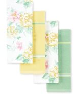 Martha Stewart Amber Floral Kitchen Towel Set 4-Pack Pink Pastels New - $17.95