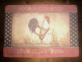 Vintage Placemats Set Of 2 Rooster Artist Kimberly Poloson Print Canvas/... - £6.11 GBP