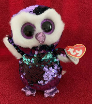 New 2018 TY FLIPPABLES MOONLIGHT the Purple Teal Owl Changing Sequins 6&quot;... - $9.99
