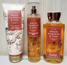 Bath And Body Works White Pumpkin Chai Fragrance Mist Body Cream Shower Gel Set - £33.28 GBP