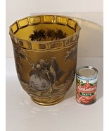 1950 Ouest Allemagne Peint Colonial Figurines Ambre Cristal Vase Signé 8... - $207.88