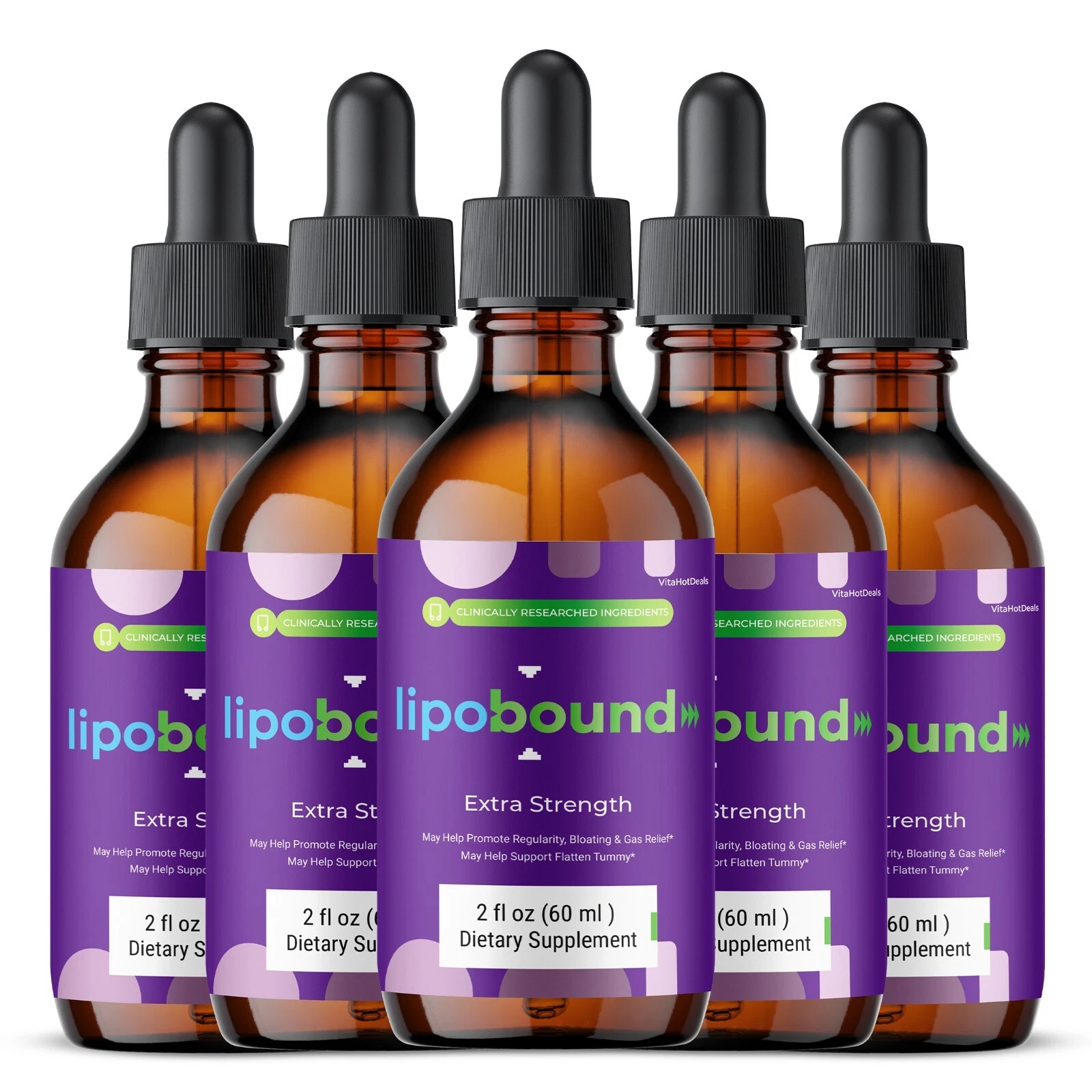 Lipobound Liquid Drops | Natural Support Formula – 5 Pack Supplement - $117.90