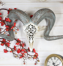 Ebros Rustic Large Bighorn Ram Skull W/ Tooled Filigree Patterns Wall Decor 20&quot;W - $60.99