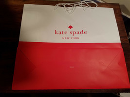 Kate Spade New York White And Orange Paper Shopping Bag 18 1/2 x 16 x 6 3/4 - £6.28 GBP