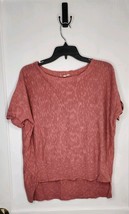 Eileen Fisher Short Sleeve Top XS Linen/Cotton Slub HI LOW Salmon Pink Boxy - $30.00