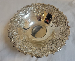 Holiday Imports, Inc. Silverplate Japan Made Floral Bowl Candy Dish Vintage - £7.76 GBP