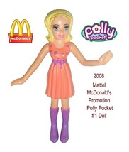 Mattel 2008 McDonald&#39;s Polly Pocket Doll #1 Happy Meals Promo used - £3.95 GBP
