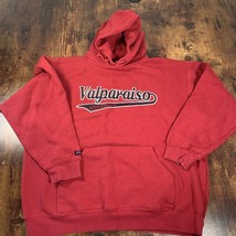 Vintage Valparaiso University Sweatshirt Mens L Red Hoodie Student Sweater - $34.64