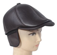 Men Leather beret Caps  Hats Winter And Autumn Cap Outdoor Warm Men Hat Free Shi - £151.87 GBP