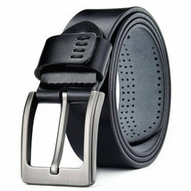 Men&#39;s 100% Genuine Leather Belts Square Buckle various sizes - £15.69 GBP