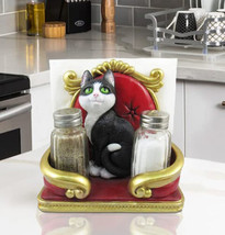 Royal Service Black and White Tuxedo Cat Napkin And Salt Pepper Shakers ... - $29.99