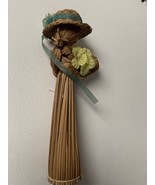 Straw doll girl with hat and flower retro - $31.13 CAD