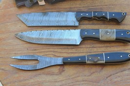 damascus hand forged hunting/kitchen sheaf knives set From The Eagle Col... - $138.59