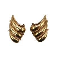 Vintage Les Bernard Gold tone abstract wave earrings with braided rope d... - £16.01 GBP