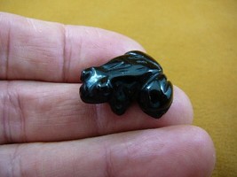 (Y-FRO-508) BLACK gemstone FROG stone CARVING 1&quot; little baby frogs amphi... - $8.59