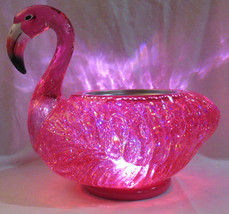 Bath & Body Works 3-Wick Candle Holder Water Globe Flamingo Hot Pink Glitter - $143.01