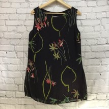 Coldwater Creek Tank Top Black Floral Print Womens Sz 6 - £9.49 GBP