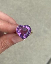Natural Amethyst Heart Shape Engagement Ring, 14K Gold Plated Vintage Jewelry - £70.52 GBP