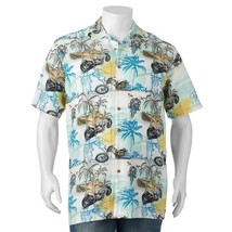 Newport Blue Day Rider Button Down Shirt Motorcycle Map Palm Tree Print Sz M NWT - £13.79 GBP