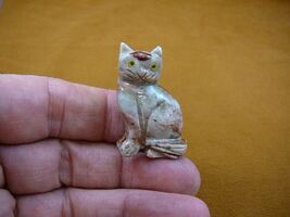 (Y-CAT-38) white tan red KITTY CAT gemstone love cats SOAPSTONE figurine... - €7,66 EUR