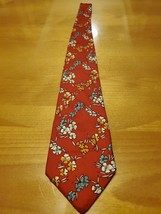 Oleg Cassini by burma Classic Silk Mens Neck red floral Tie wide vintage hobo - £9.22 GBP