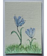 ACEO Original Art Blue Wildflowers Watercolor &amp; Ink Painting on Paper - €4,29 EUR