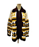Vintage Granny Crochet Afghan Style Cardigan Zipper Sweater Jacket Hippi... - £32.22 GBP