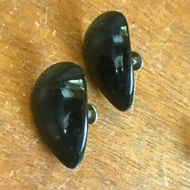 Vintage Black Plastic Curled Teardrop Screwback Earrings – 1 and 1/8th’s... - £7.60 GBP
